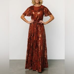 NWT Women’s Baltic Born Muse Sequin Maxi Dress Cinnamon Size M